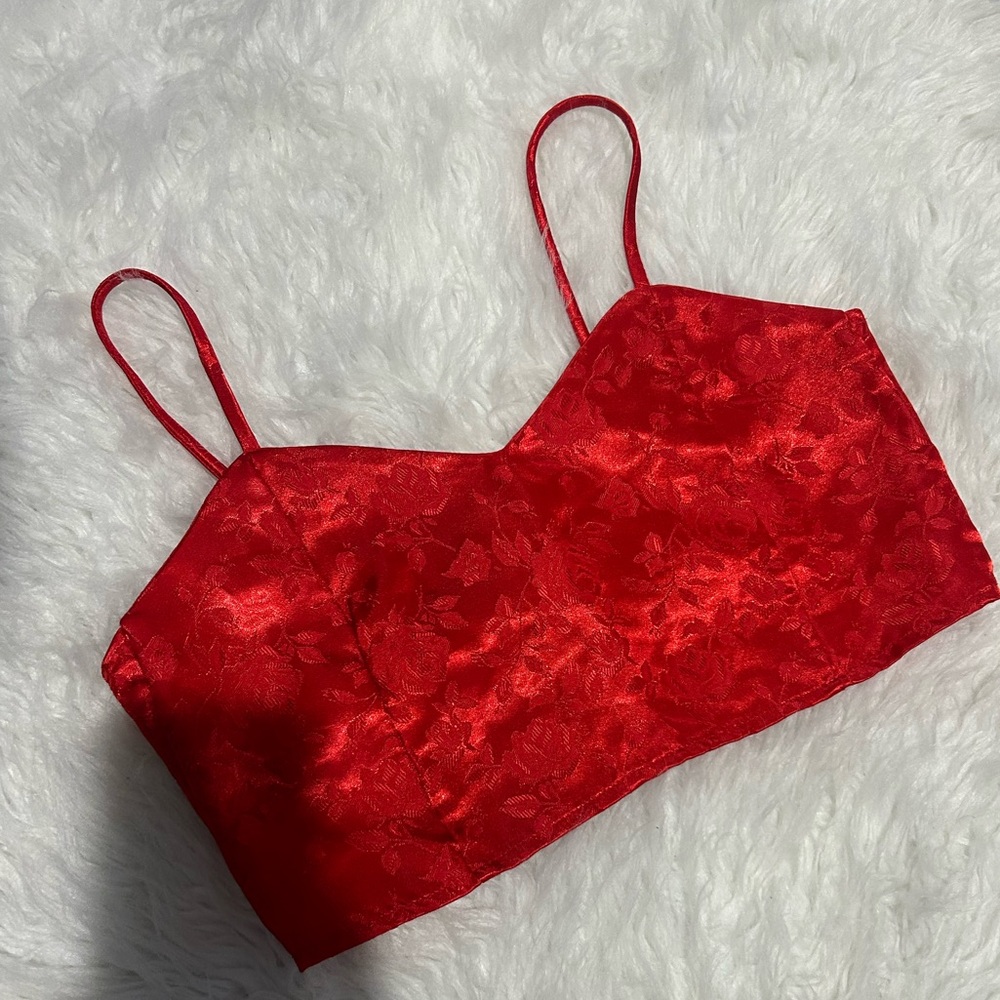 Red Floral Crop Top